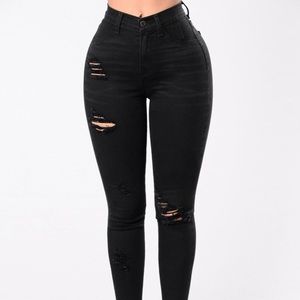 Fashion Nova High-Waisted Distressed Black Jeans